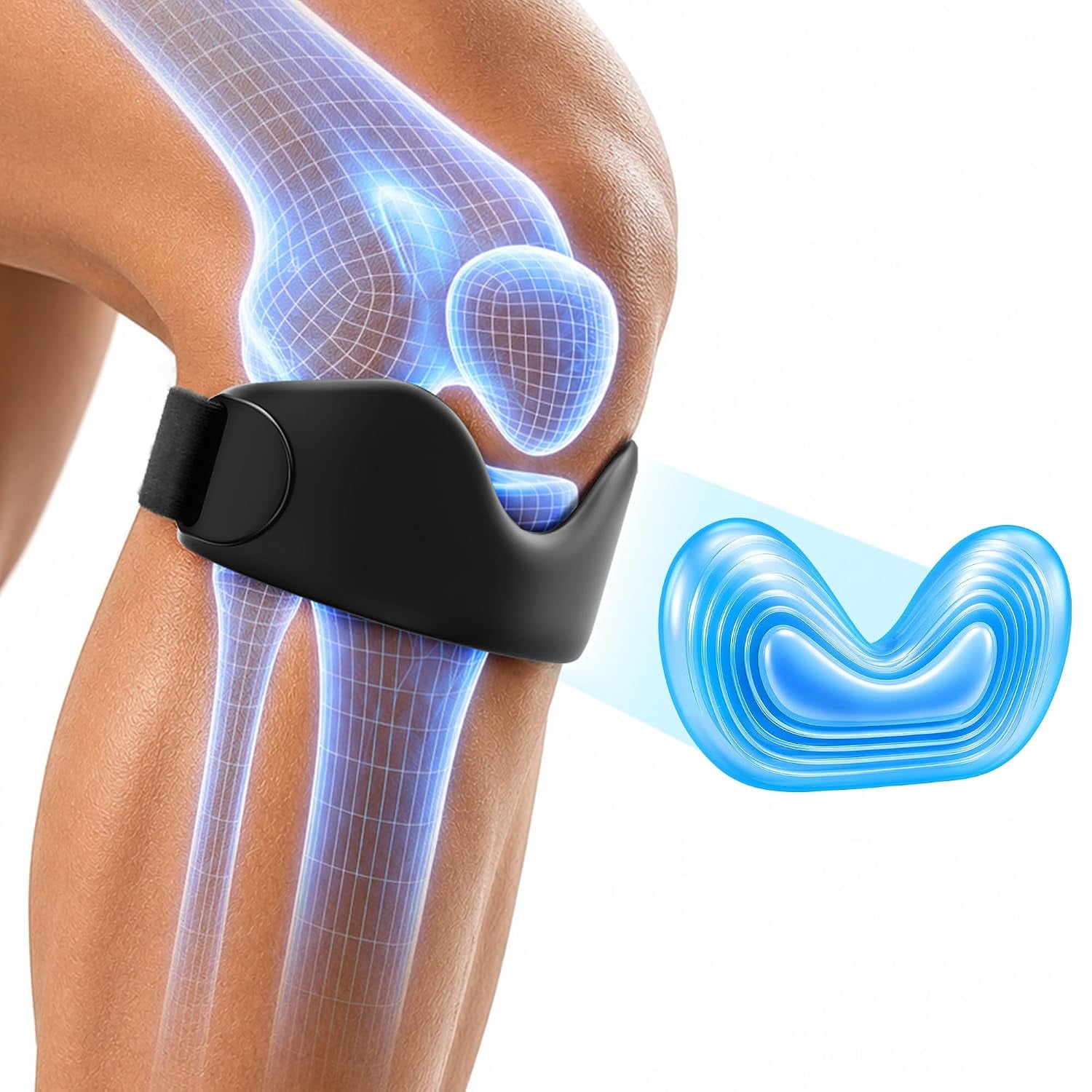 Stryde Precision Knee Strap- 2 Pack Silicone r Tendon Support Strap for Jumpers Knee, r Tendonitis, Pain Relief,  Band, Knee Strap for Running, Hiking, Basketball, Soccer，Volleyball, Tennis, Workout