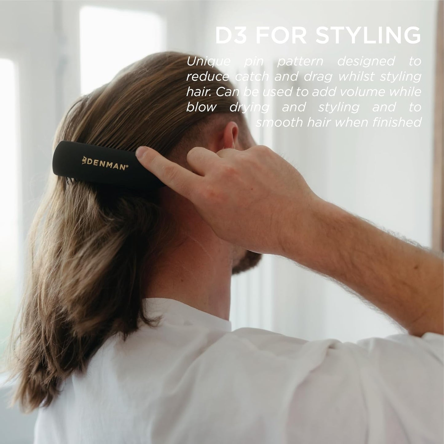 Denman D3 Original Curl Definer & Styler, Curly Hair Brush for Women & Men – 7 Row Detangling & Curl Defining Brush for Smooth Defined Curls - a Precision Styling Brush for Straight Hair