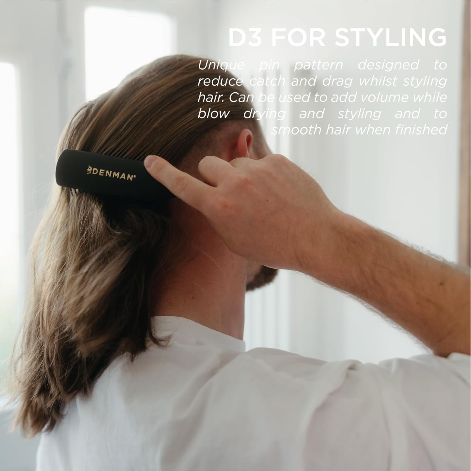 Denman D3 Original Curl Definer & Styler, Curly Hair Brush for Women & Men – 7 Row Detangling & Curl Defining Brush for Smooth Defined Curls - a Precision Styling Brush for Straight Hair